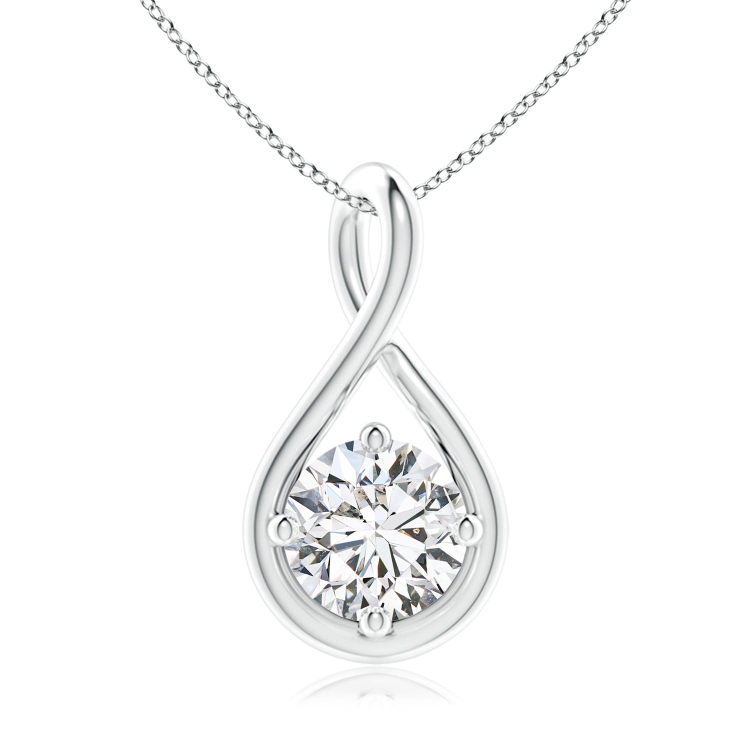 6.4mm HSI2 Solitaire Diamond Twist Bale Pendant in 18CT White Gold