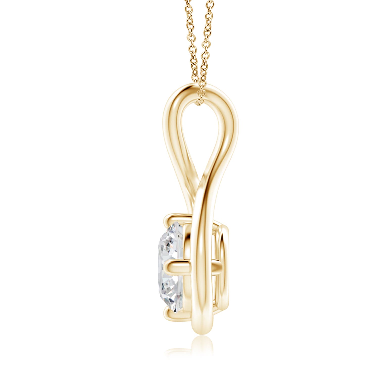 6.4mm HSI2 Solitaire Diamond Twist Bale Pendant in Yellow Gold