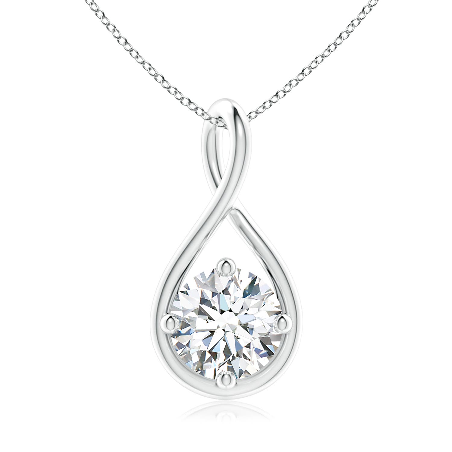 8mm GVS2 Solitaire Diamond Twist Bale Pendant in 18CT White Gold