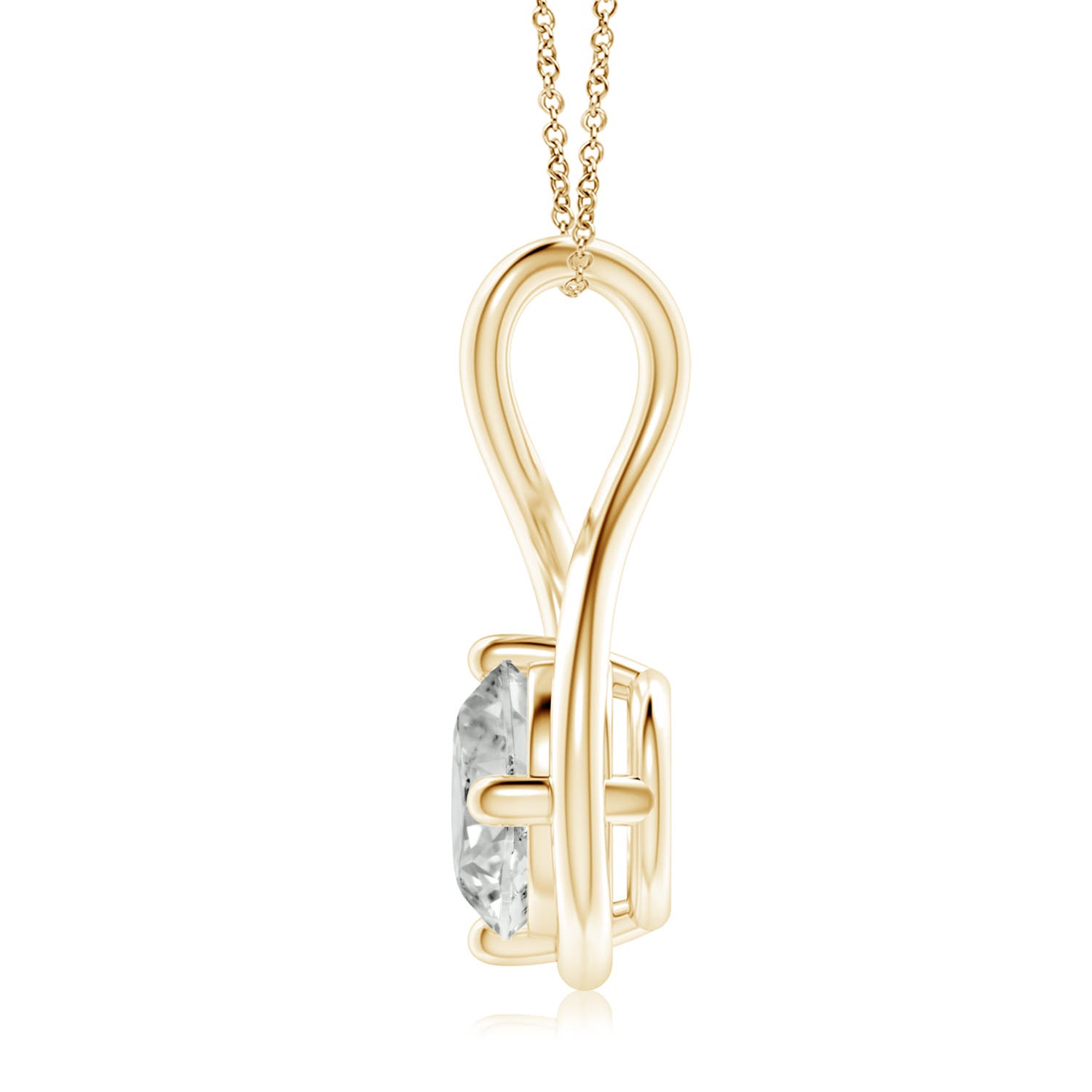 9.1mm KI3 Solitaire Diamond Twist Bale Pendant in Yellow Gold