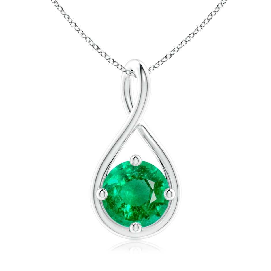 8mm AAA Solitaire Emerald Twist Bale Pendant in White Gold 