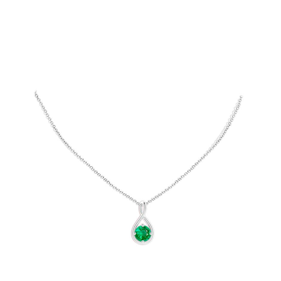 8mm AAA Solitaire Emerald Twist Bale Pendant in White Gold pen