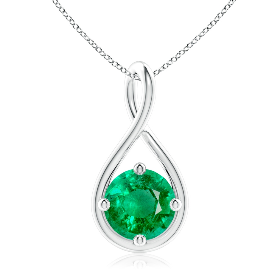 9mm AAA Solitaire Emerald Twist Bale Pendant in White Gold 