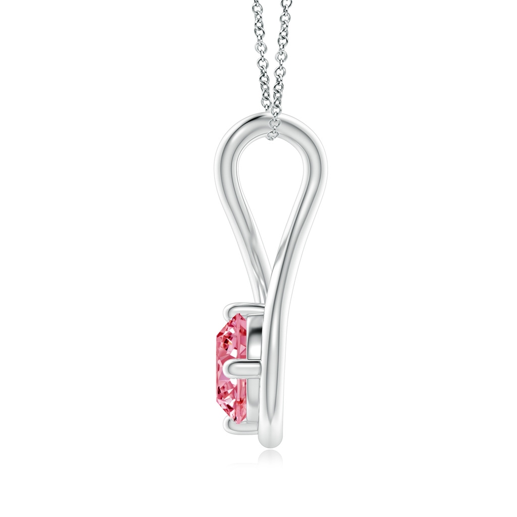 5.1mm AAAA Solitaire Fancy Intense Pink Diamond Twist Bale Pendant in P950 Platinum - side 199