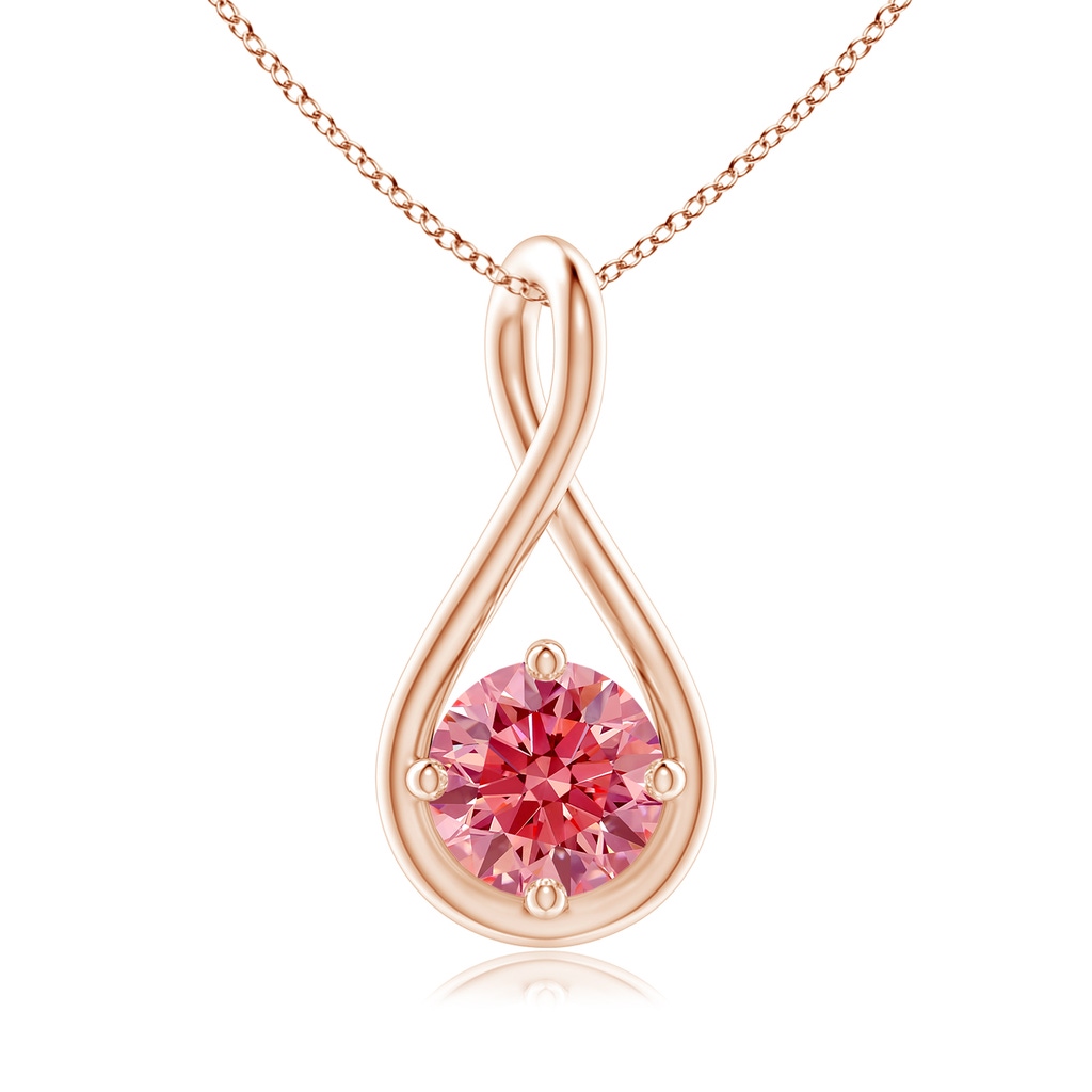 5.1mm AAAA Solitaire Fancy Intense Pink Diamond Twist Bale Pendant in Rose Gold