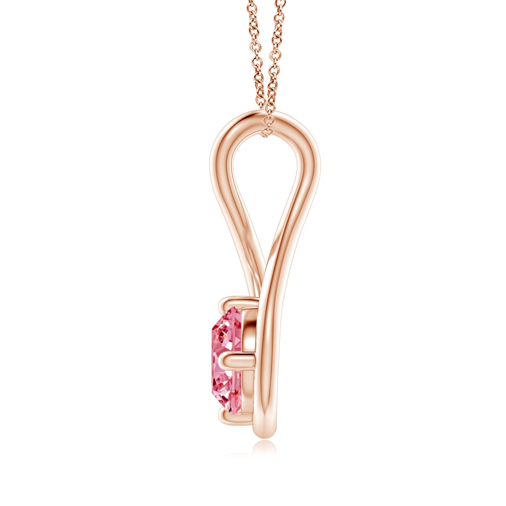 5.1mm AAAA Solitaire Fancy Intense Pink Diamond Twist Bale Pendant in Rose Gold - side 199