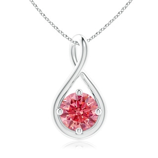 6.4mm AAAA Solitaire Fancy Intense Pink Diamond Twist Bale Pendant in P950 Platinum