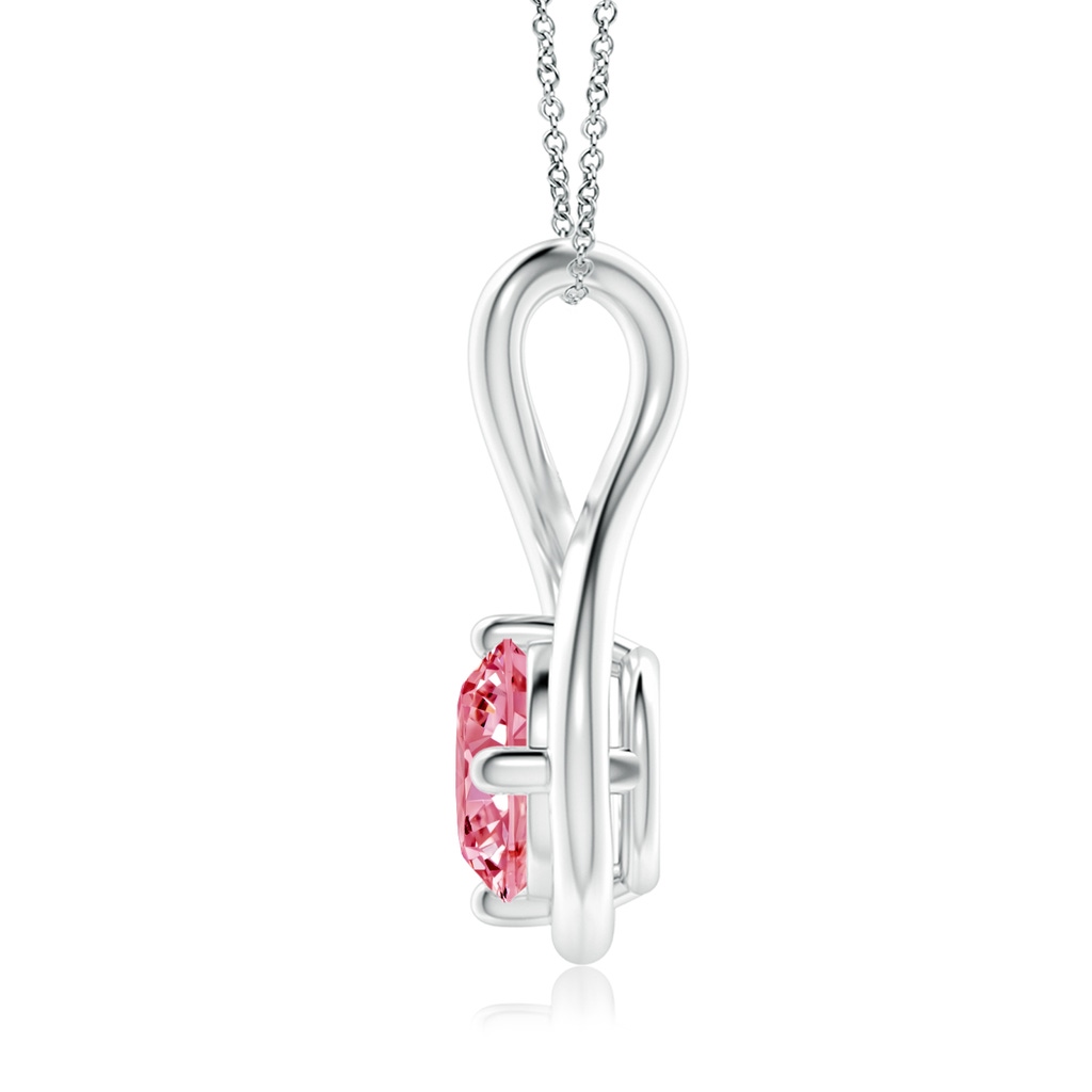 6.4mm AAAA Solitaire Fancy Intense Pink Diamond Twist Bale Pendant in White Gold - side 199