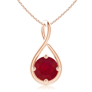 10mm AA Solitaire Ruby Twist Bale Pendant in Rose Gold