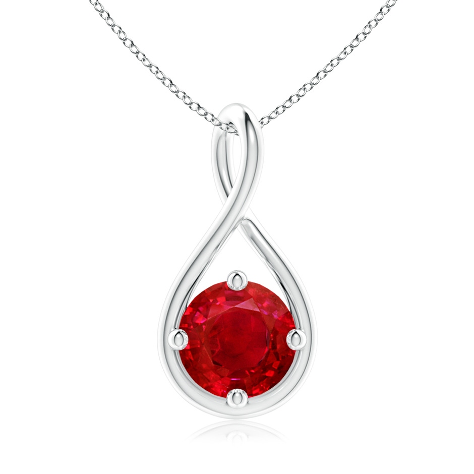 8mm AAA Solitaire Ruby Twist Bale Pendant in White Gold 