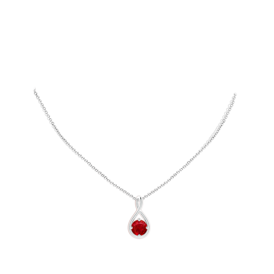 8mm AAA Solitaire Ruby Twist Bale Pendant in White Gold pen