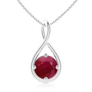 9mm A Solitaire Ruby Twist Bale Pendant in P950 Platinum