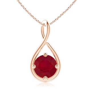 9mm AA Solitaire Ruby Twist Bale Pendant in Rose Gold