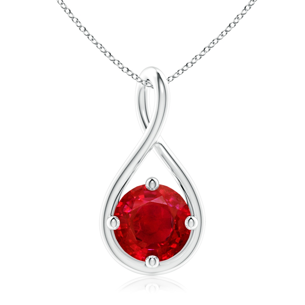 9mm AAA Solitaire Ruby Twist Bale Pendant in White Gold