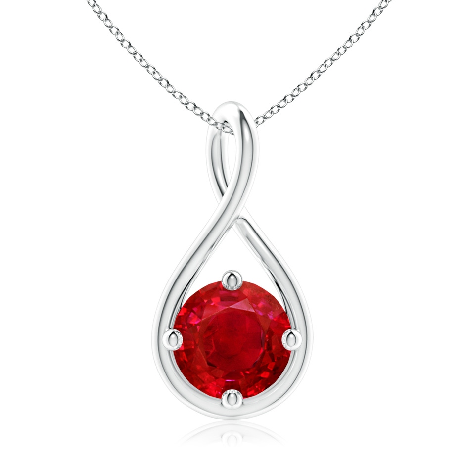 9mm AAA Solitaire Ruby Twist Bale Pendant in White Gold 