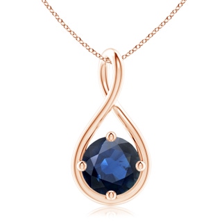 10mm AA Solitaire Blue Sapphire Twist Bale Pendant in Rose Gold