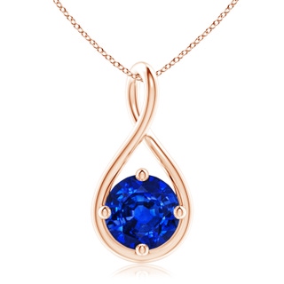 10mm AAAA Solitaire Blue Sapphire Twist Bale Pendant in Rose Gold