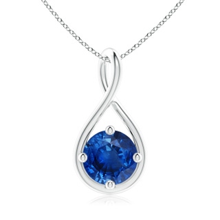 8mm AAA Solitaire Blue Sapphire Twist Bale Pendant in P950 Platinum