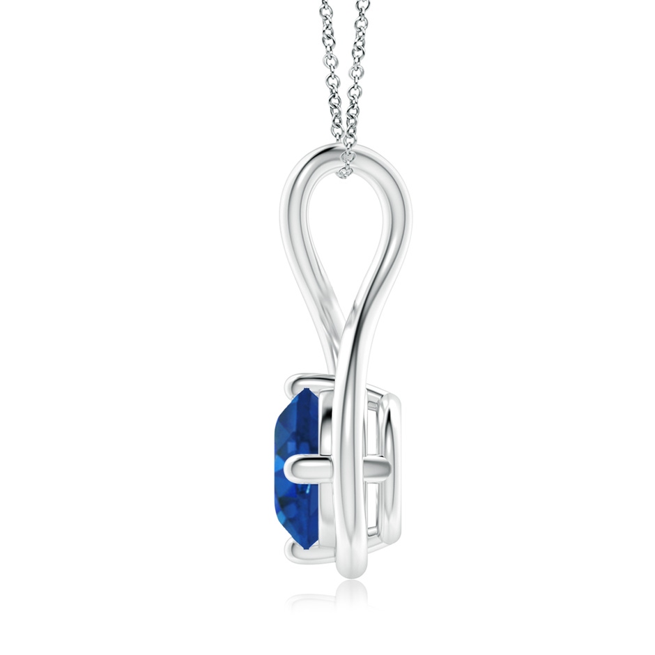 8mm AAA Solitaire Blue Sapphire Twist Bale Pendant in White Gold side 199