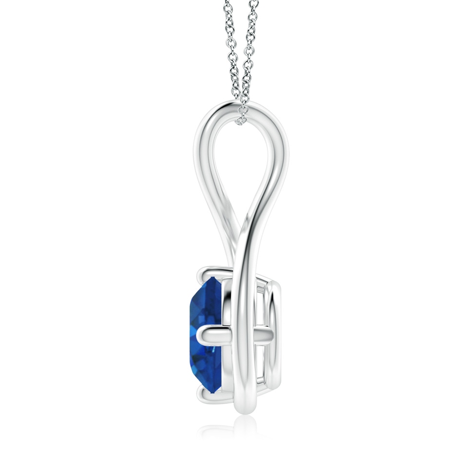 9mm AAA Solitaire Blue Sapphire Twist Bale Pendant in White Gold side 199