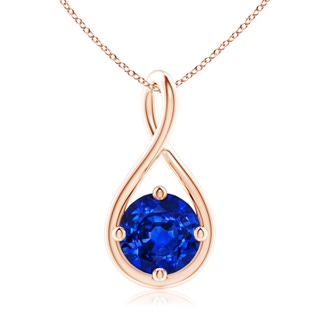 9mm AAAA Solitaire Blue Sapphire Twist Bale Pendant in Rose Gold