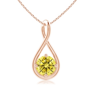 5.1mm AAAA Solitaire Fancy Intense Yellow Diamond Twist Bale Pendant in 9K Rose Gold