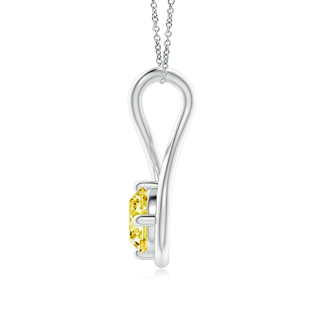 5.1mm AAAA Solitaire Fancy Intense Yellow Diamond Twist Bale Pendant in P950 Platinum - side 199