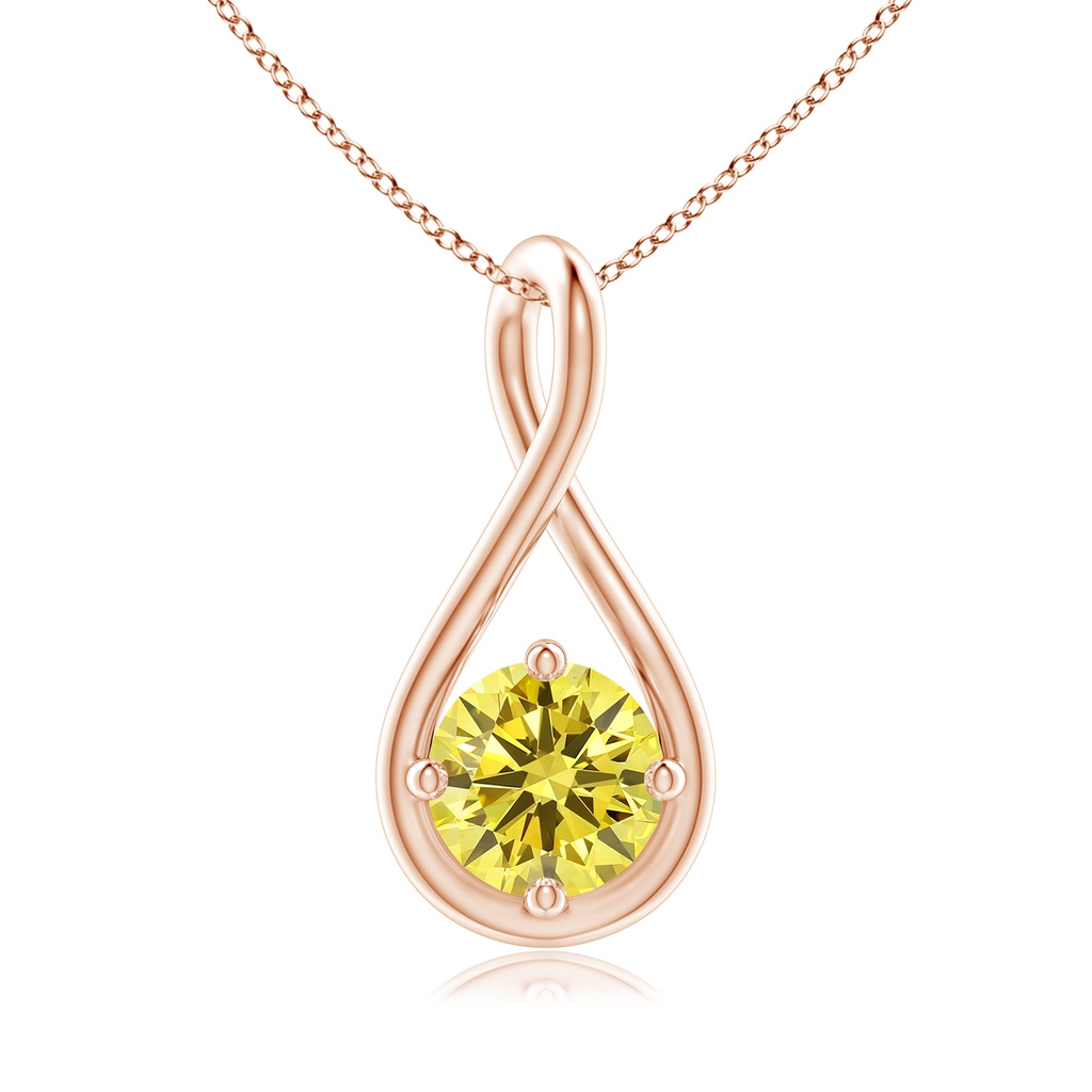 5.1mm AAAA Solitaire Fancy Intense Yellow Diamond Twist Bale Pendant in Rose Gold