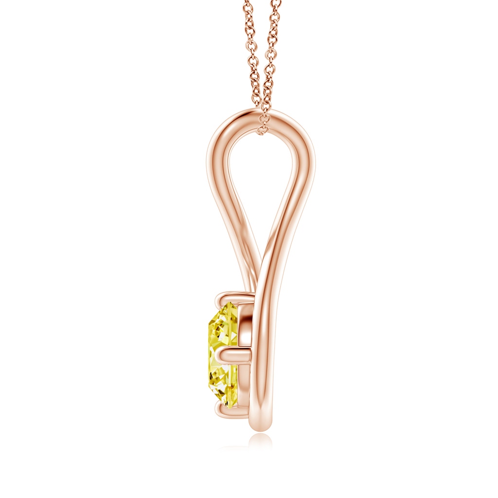 5.1mm AAAA Solitaire Fancy Intense Yellow Diamond Twist Bale Pendant in Rose Gold - side 199