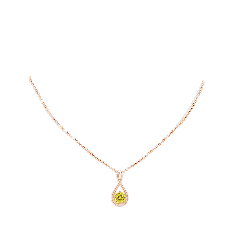 5.1mm AAAA Solitaire Fancy Intense Yellow Diamond Twist Bale Pendant in Rose Gold pen