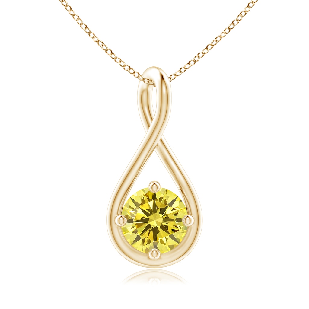 5.1mm AAAA Solitaire Fancy Intense Yellow Diamond Twist Bale Pendant in Yellow Gold