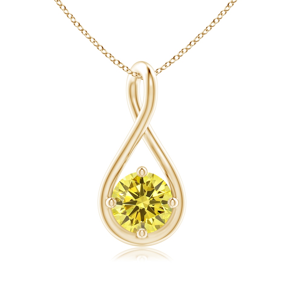 5.1mm AAAA Solitaire Fancy Intense Yellow Diamond Twist Bale Pendant in Yellow Gold 