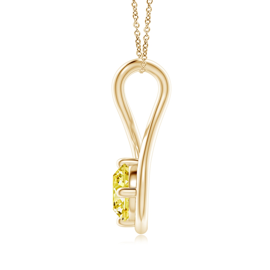5.1mm AAAA Solitaire Fancy Intense Yellow Diamond Twist Bale Pendant in Yellow Gold - side 199