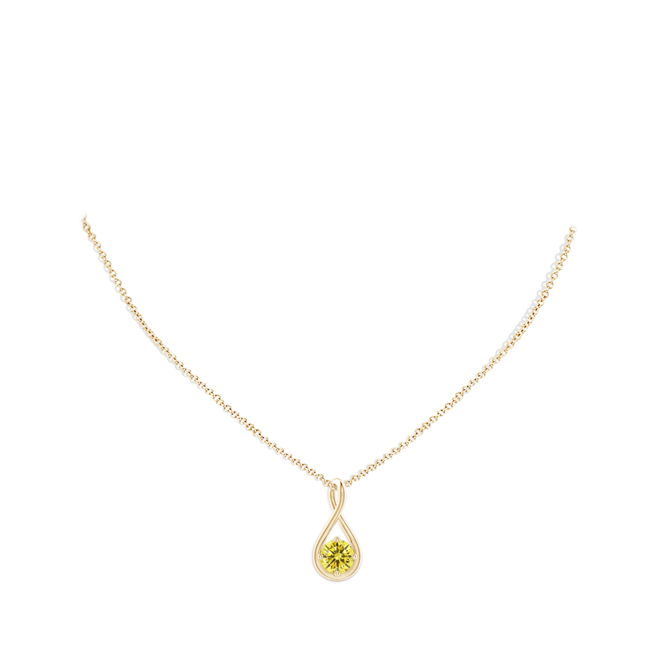 5.1mm AAAA Solitaire Fancy Intense Yellow Diamond Twist Bale Pendant in Yellow Gold pen