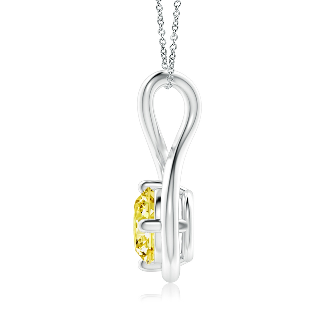6.4mm AAAA Solitaire Fancy Intense Yellow Diamond Twist Bale Pendant in White Gold - side 199