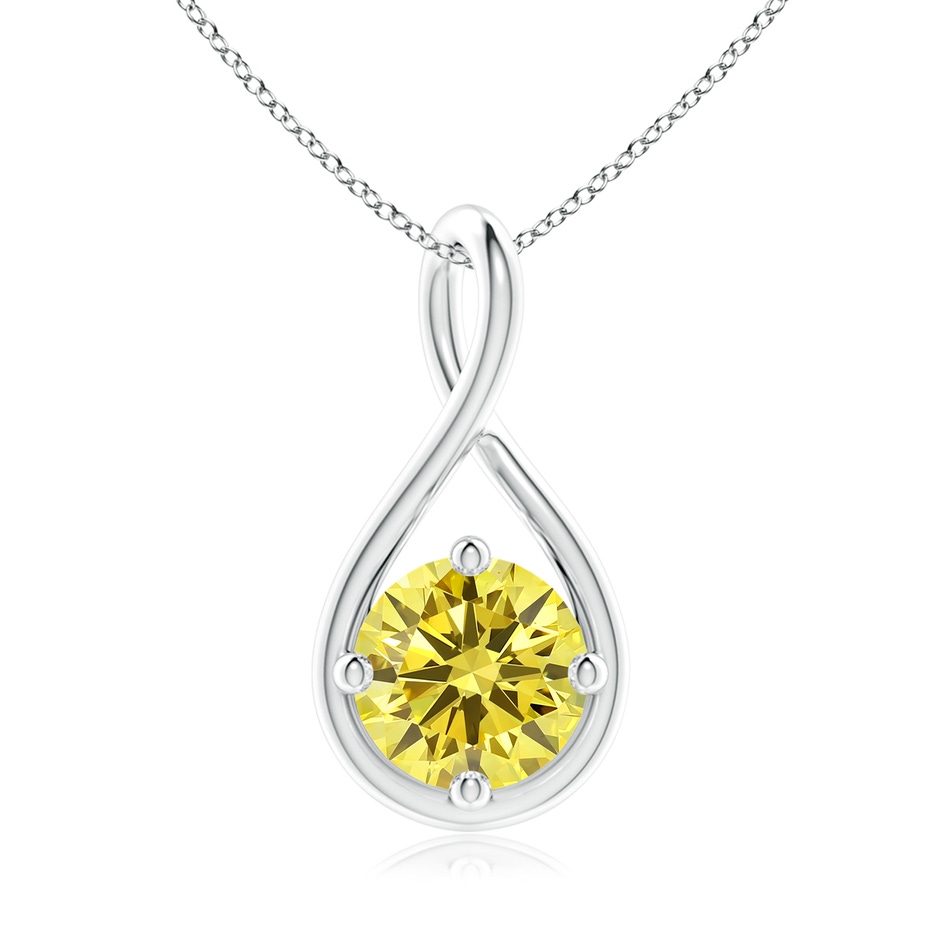 8mm AAAA Solitaire Fancy Intense Yellow Diamond Twist Bale Pendant in P950 Platinum 