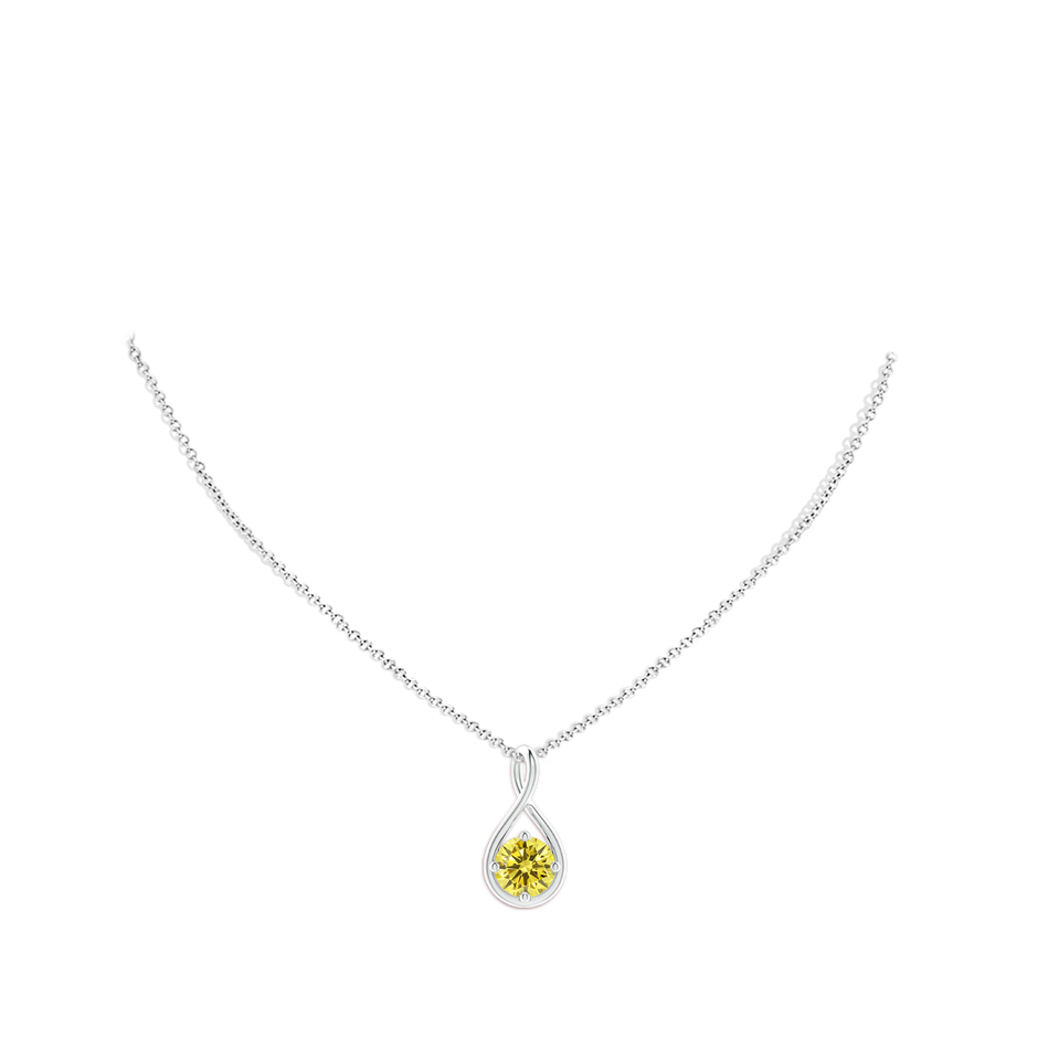8mm AAAA Solitaire Fancy Intense Yellow Diamond Twist Bale Pendant in P950 Platinum pen