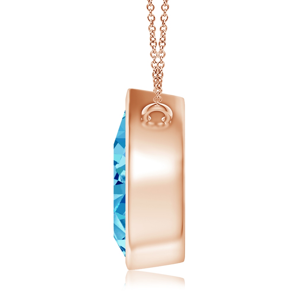 10x6.5mm AAAA Bezel-Set Pear-Shaped Fancy Intense Blue Diamond Solitaire Pendant in Rose Gold - side 199