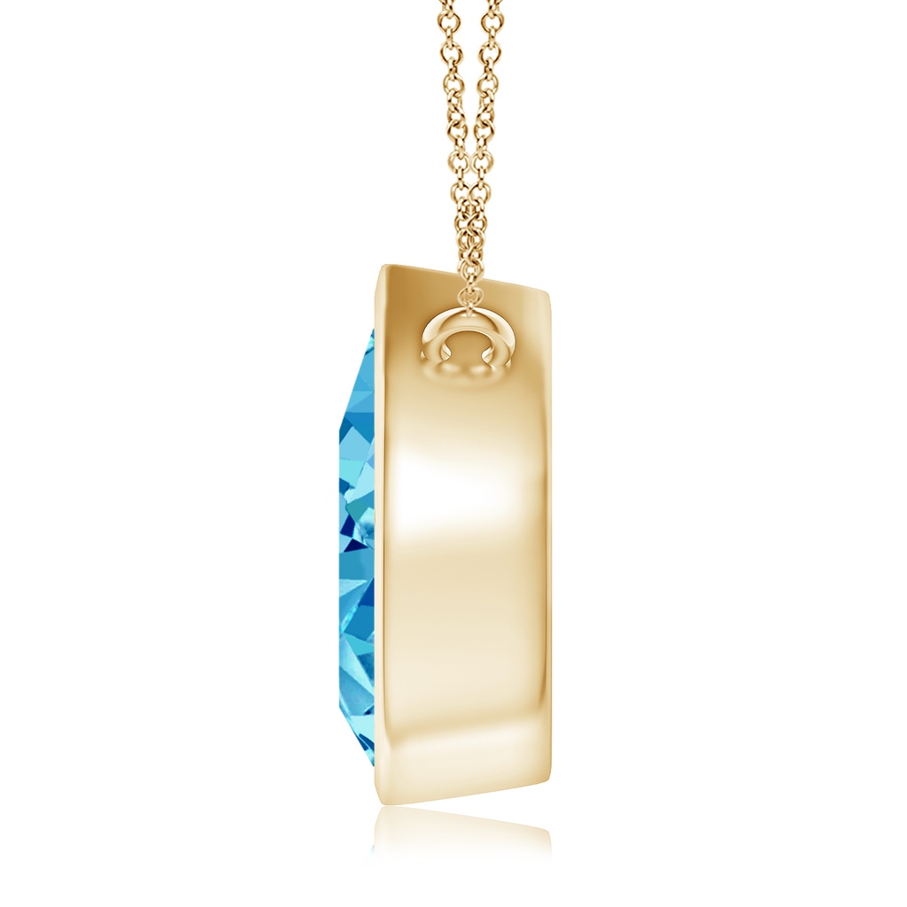 10x6.5mm AAAA Bezel-Set Pear-Shaped Fancy Intense Blue Diamond Solitaire Pendant in Yellow Gold - side 199