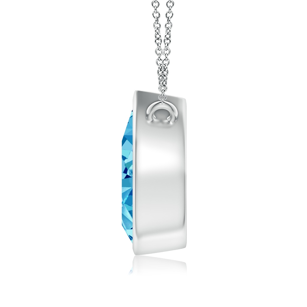 9x5.5mm AAAA Bezel-Set Pear-Shaped Fancy Intense Blue Diamond Solitaire Pendant in White Gold - side 199