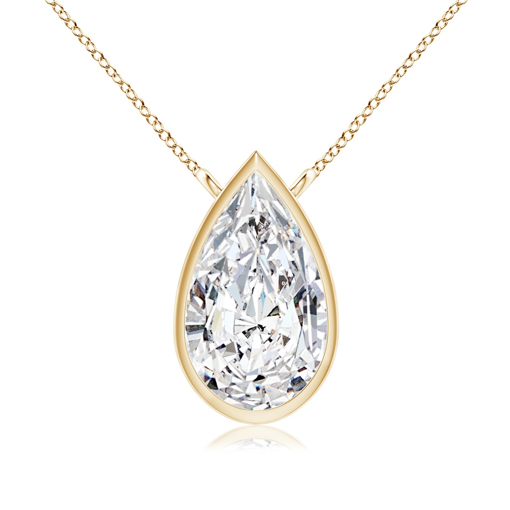 6x4mm HSI2 Bezel-Set Pear-Shaped Diamond Solitaire Pendant in Yellow Gold