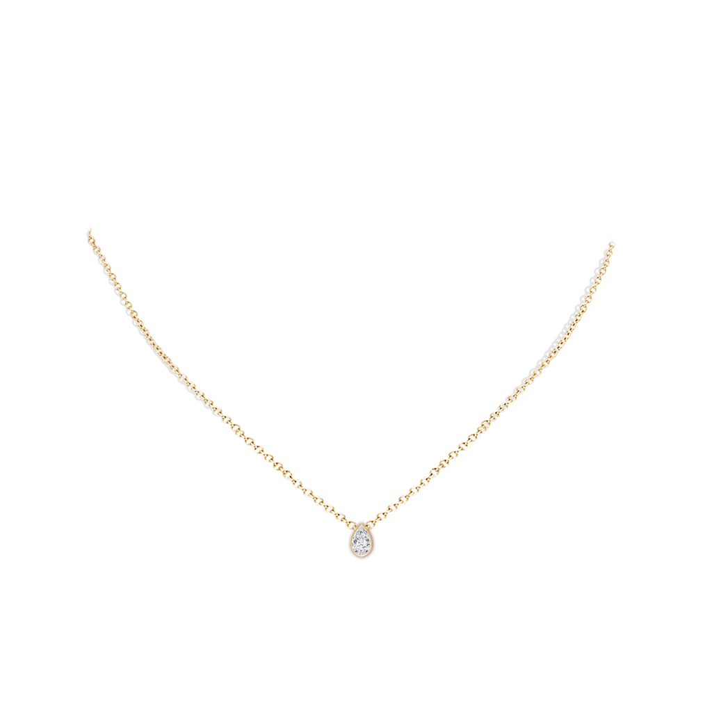 6x4mm HSI2 Bezel-Set Pear-Shaped Diamond Solitaire Pendant in Yellow Gold pen