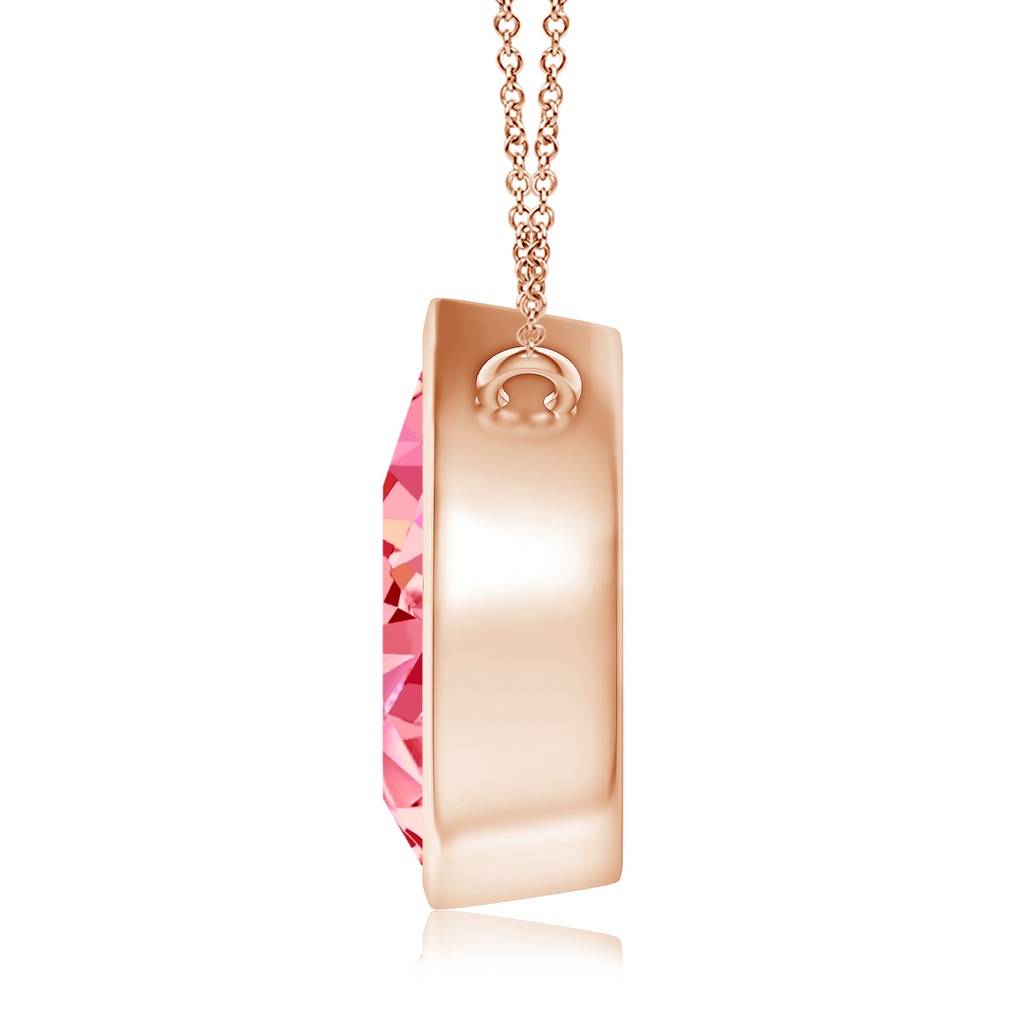 10x6.5mm AAAA Bezel-Set Pear-Shaped Fancy Intense Pink Diamond Solitaire Pendant in Rose Gold - side 199