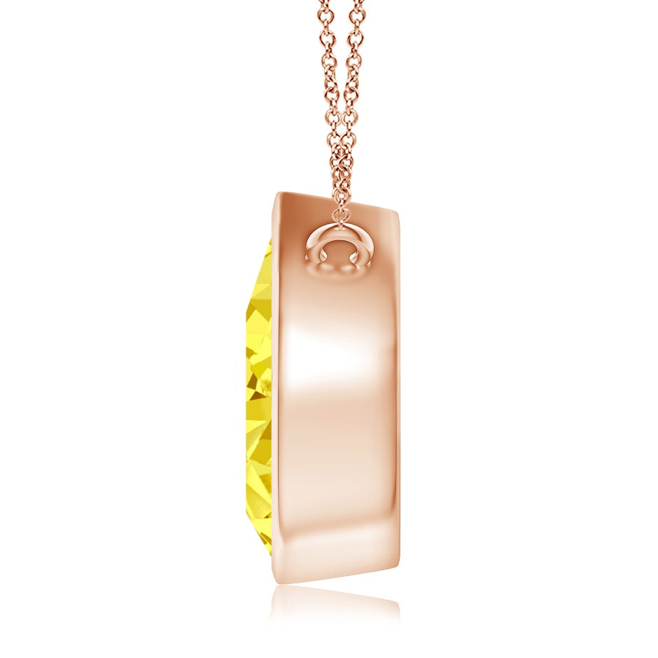 10x6.5mm AAAA Bezel-Set Pear-Shaped Fancy Intense Yellow Diamond Solitaire Pendant in Rose Gold side 199