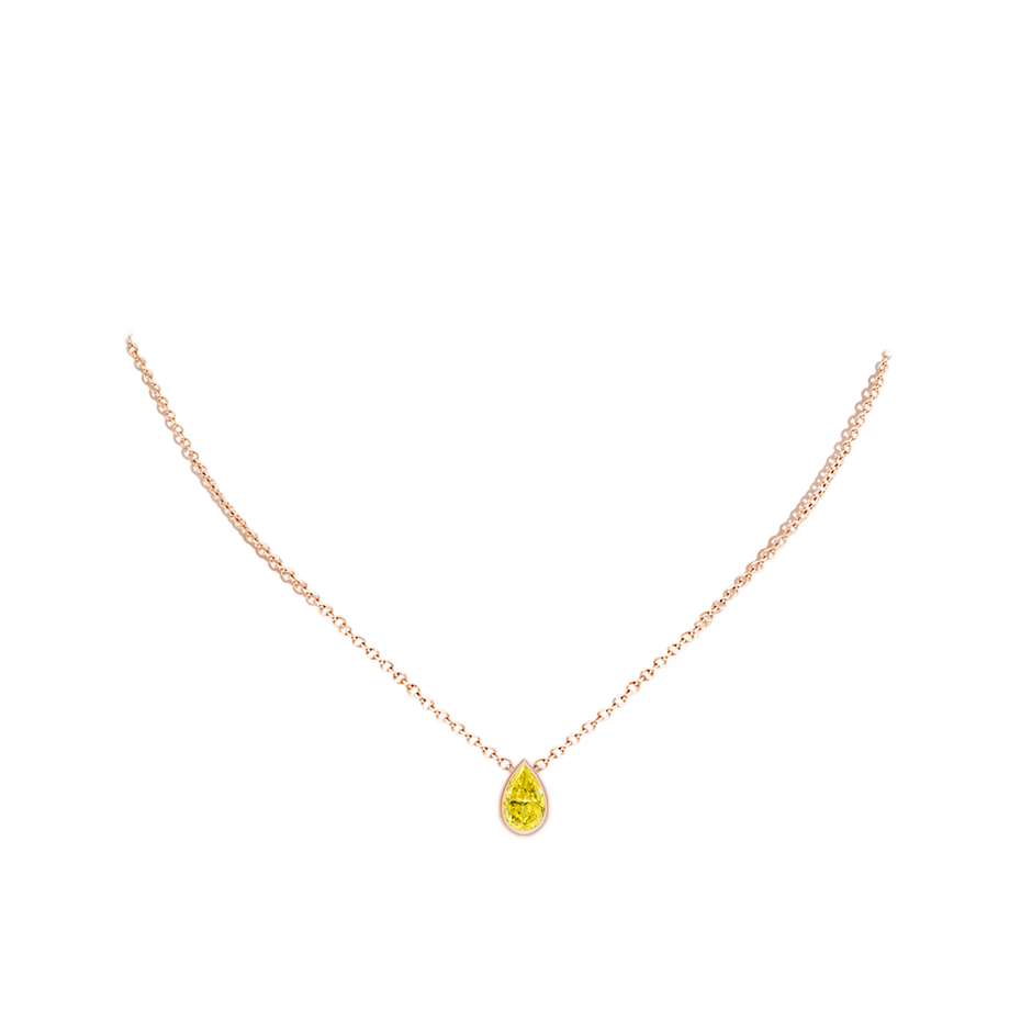 10x6.5mm AAAA Bezel-Set Pear-Shaped Fancy Intense Yellow Diamond Solitaire Pendant in Rose Gold pen