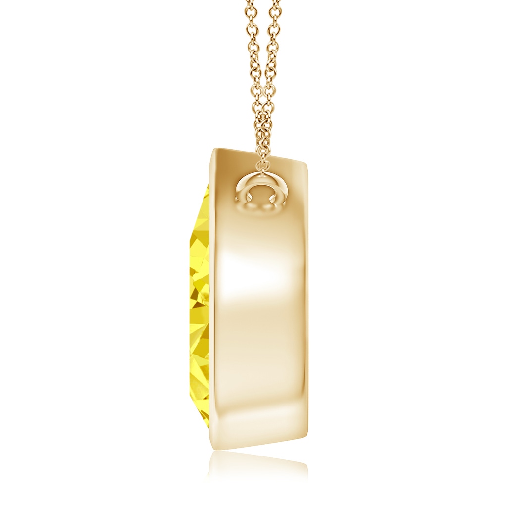 10x6.5mm AAAA Bezel-Set Pear-Shaped Fancy Intense Yellow Diamond Solitaire Pendant in Yellow Gold - side 199