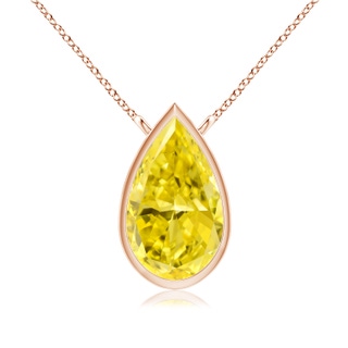 6x4mm AAAA Bezel-Set Pear-Shaped Fancy Intense Yellow Diamond Solitaire Pendant in Rose Gold