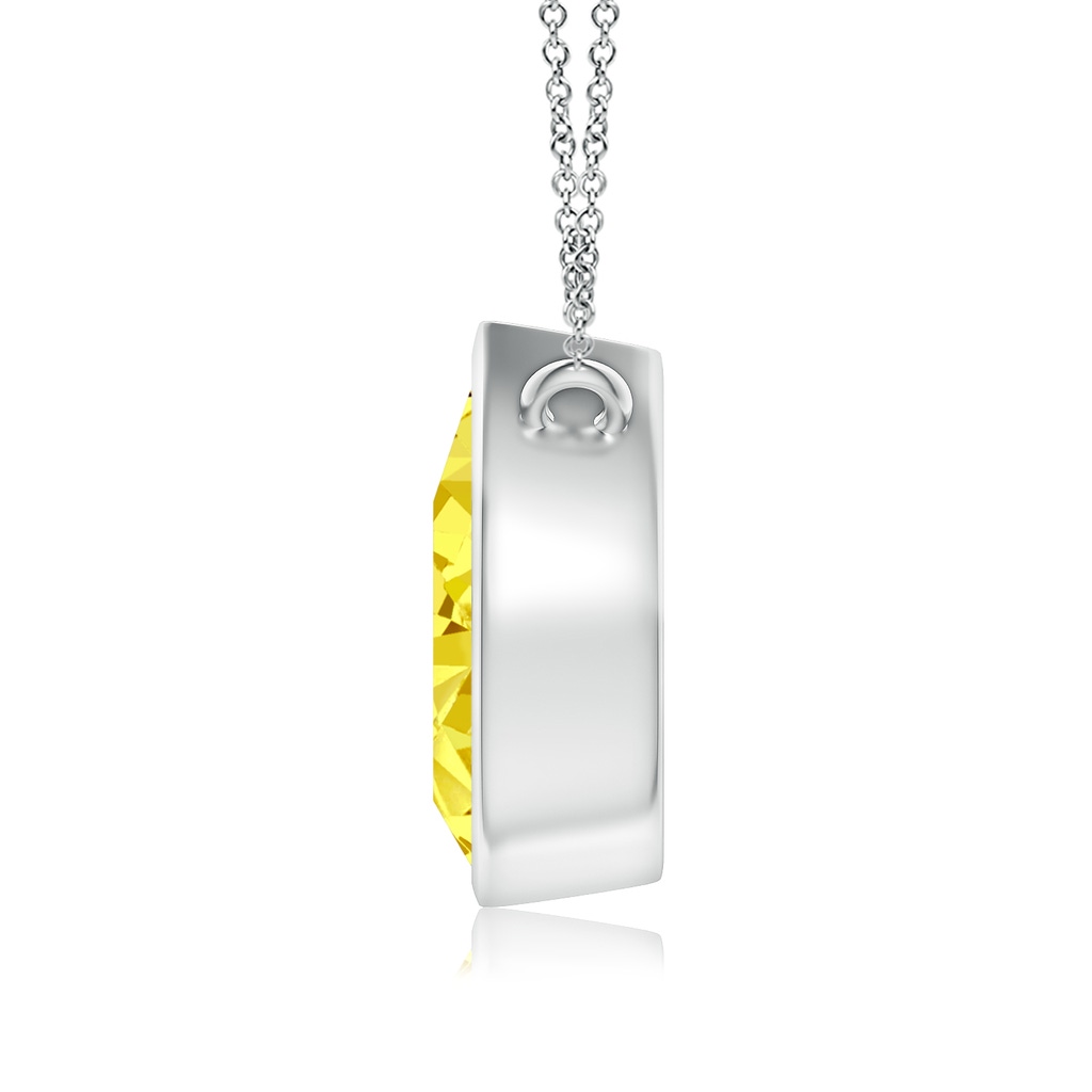 9x5.5mm AAAA Bezel-Set Pear-Shaped Fancy Intense Yellow Diamond Solitaire Pendant in White Gold - side 199
