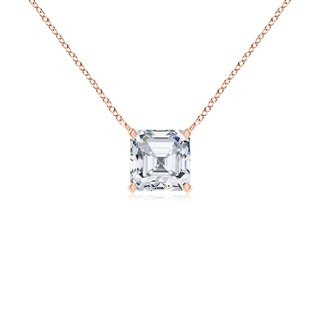 3mm GVS2 Asscher-Cut Diamond Solitaire Pendant in Rose Gold