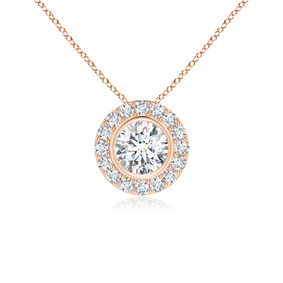 4.5mm GVS2 Bezel-Set Solitaire Round Diamond Halo Pendant in Rose Gold 
